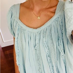Free People Mini Baby Blue Ruffle Dress - Size Small (adjustable)